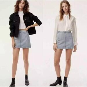 Wilfred Free Light Denim Side Zip Mini Skirt 80s Vibe Womens A-Line Size 10
